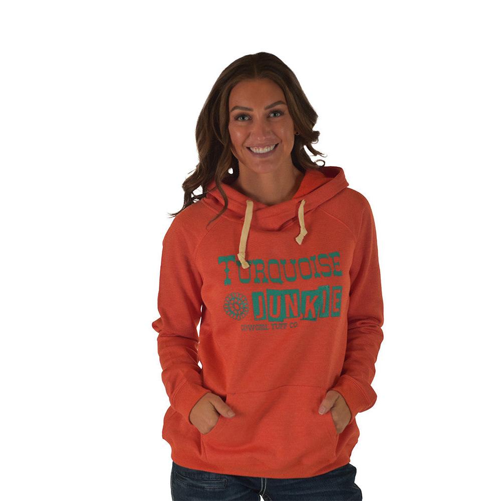 Cowgirl Tuff Kids Junkie Print on Junior Fit Hooded Sweatshirt - Orange