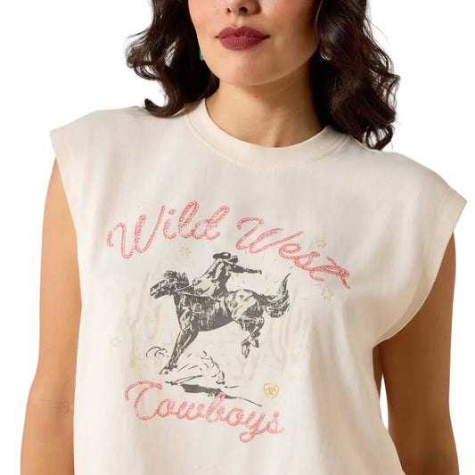 Ariat Women's Wild West Cropped Sleeveless Shirt - Sea Salt