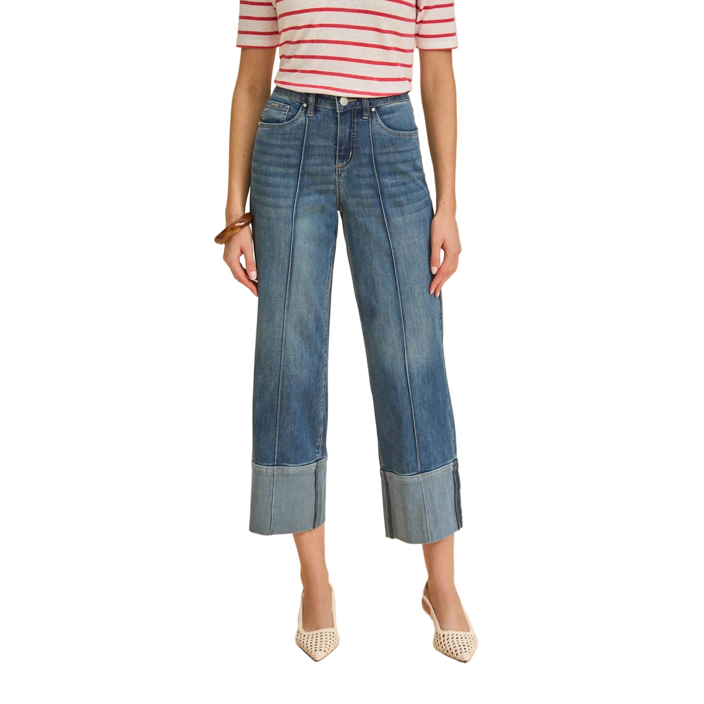 FDJ Women's Olivia Wide Cuffed Ankle Denim - Medium Wash - Irvine Tack & Western Wear