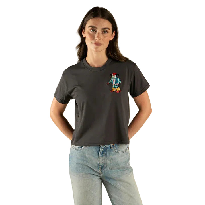 Sendero Women's Dancer Cowboy Boxy Tee Shirt - Vintage Black - Irvine Tack & Western Wear