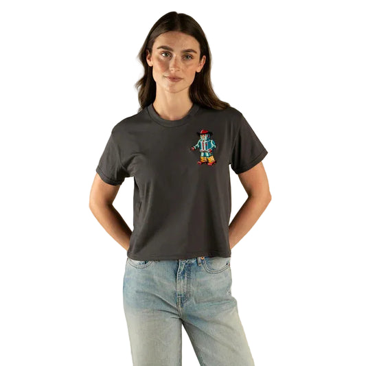 Sendero Women's Dancer Cowboy Boxy Tee Shirt - Vintage Black - Irvine Tack & Western Wear