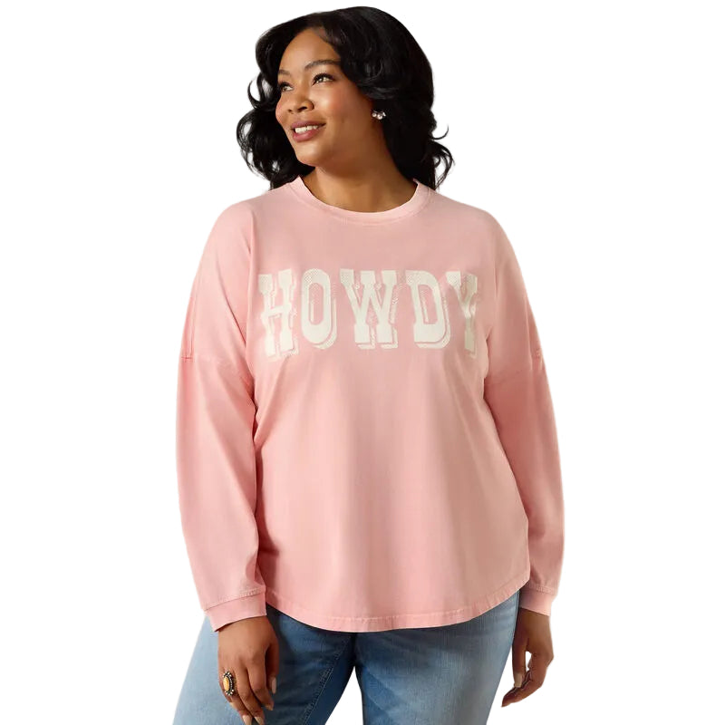 Ariat Women's Canvas Oversized Long Sleeve Tee Shirt - Peach Amber - Irvine Tack & Western Wear