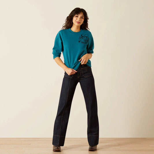 Ariat Women's Long Sleeve Sendero West is Best Sweatshirt - Dragonfly