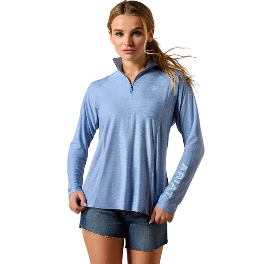 Ariat Women's Laguna 1/4 Zip Long Sleeve Top - Ashleigh Blue Heather