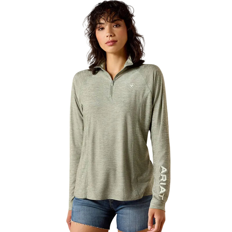 Ariat Women's Laguna 1/4 Zip Long Sleeve Top - Sea Spray Heather