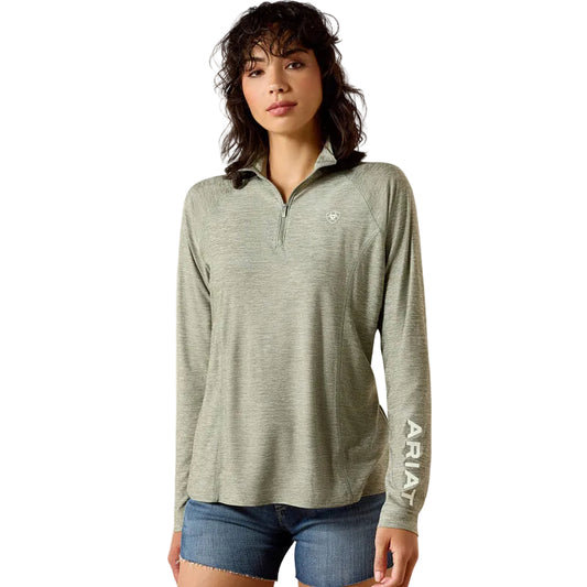 Ariat Women's Laguna 1/4 Zip Long Sleeve Top - Sea Spray Heather