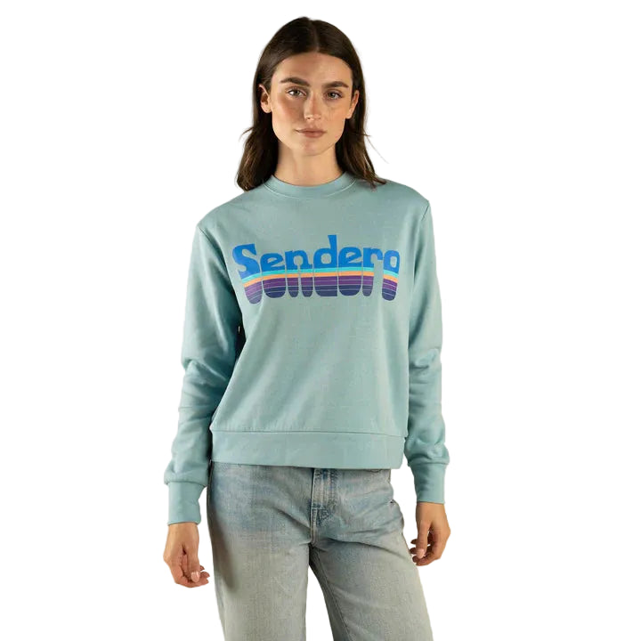 Sendero Women's Retro Logo Drop Shoulder Sweatshirt - Steerling Blue - Irvine Tack & Western Wear