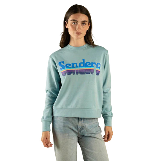 Sendero Women's Retro Logo Drop Shoulder Sweatshirt - Steerling Blue - Irvine Tack & Western Wear