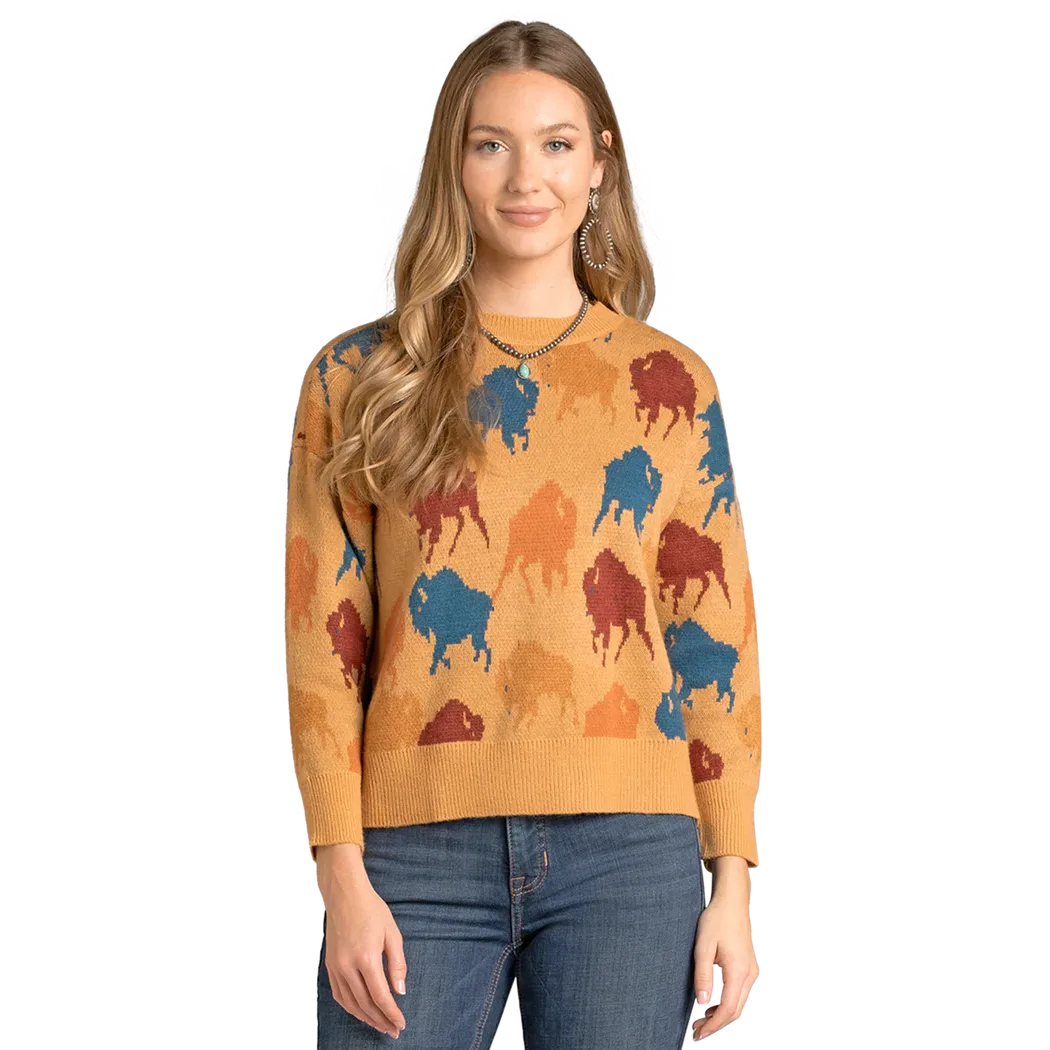 Panhandle Slim Women's Buffalo Oversized Sweater - Orange