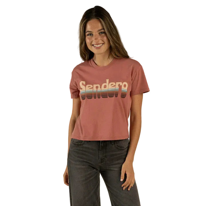 Sendero Women's Retro Logo Boxy Crop Tee Shirt - Dusty Mauve - Irvine Tack & Western Wear