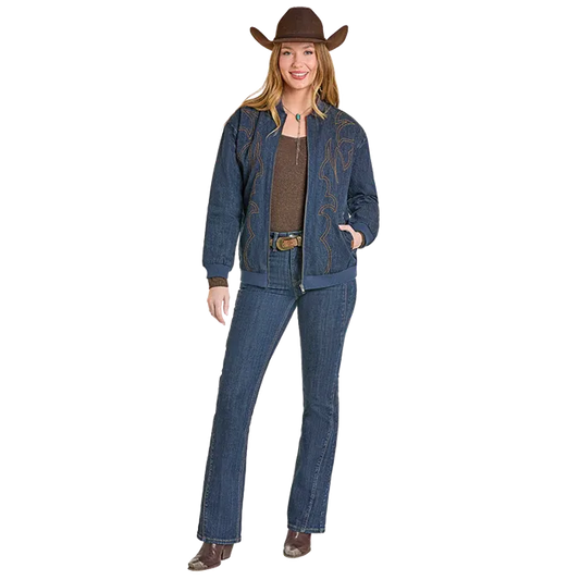 Panhandle Women's Embroidered Vintage Bomber Jacket - Dark Vintage