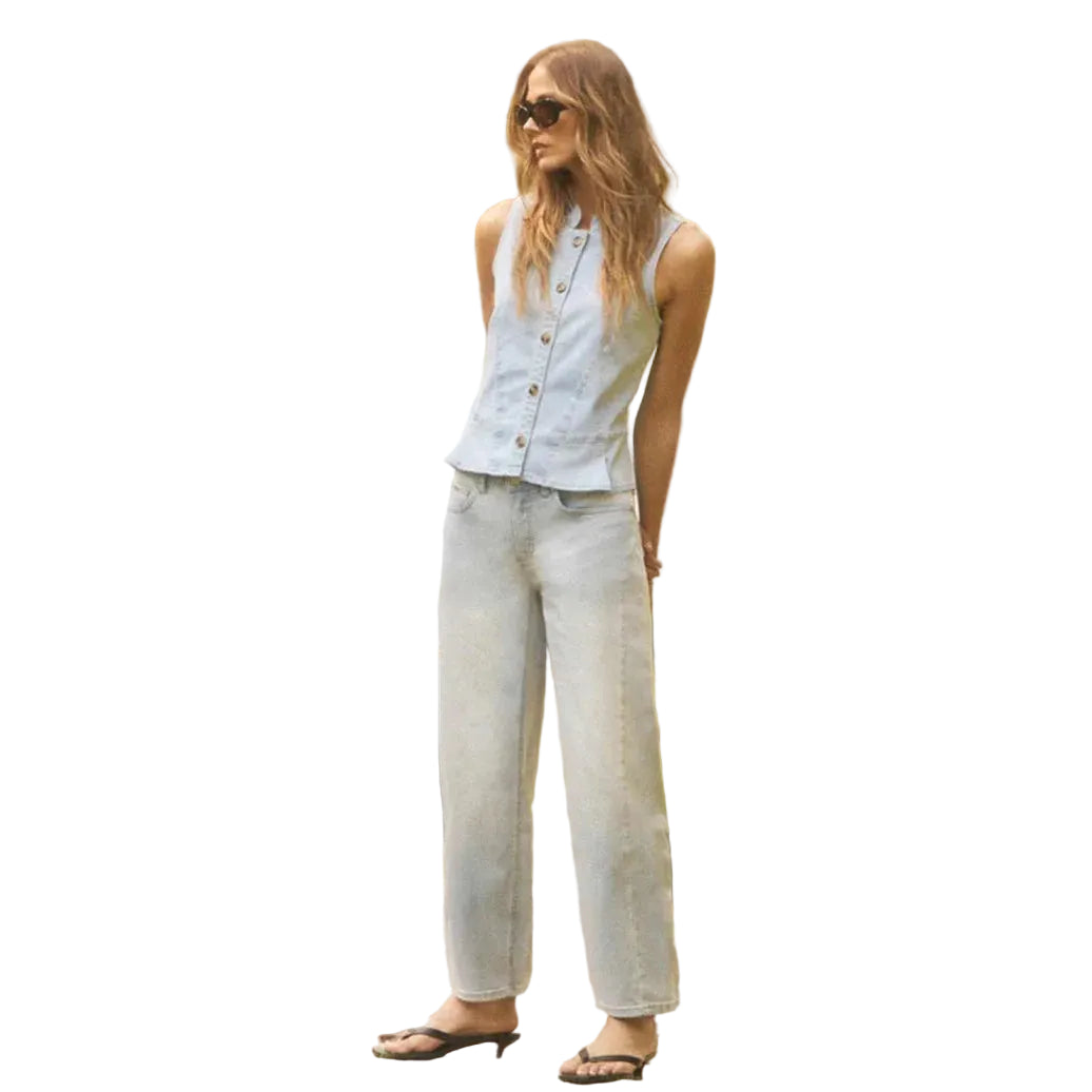 FDJ Women's Button Up Vest - Light Blue - Irvine Tack & Western Wear