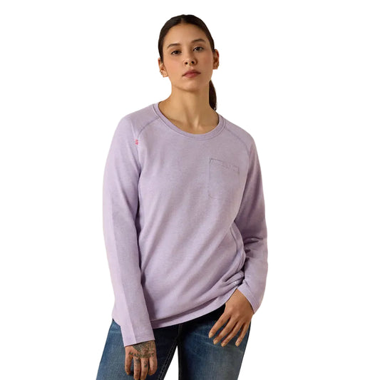 Ariat Women's FR Air Crew Long Sleeve Tee Shirt - Purple Ash Heather