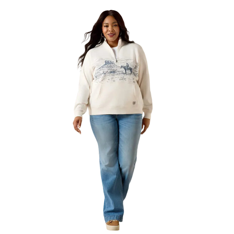 Ariat Women's Traveler 1/2 Zip Long Sleeve Sweatshirt - Sea Salt - Irvine Tack & Western Wear