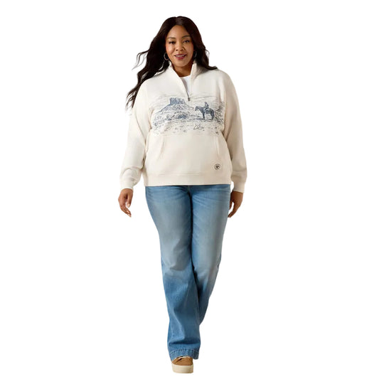 Ariat Women's Traveler 1/2 Zip Long Sleeve Sweatshirt - Sea Salt - Irvine Tack & Western Wear
