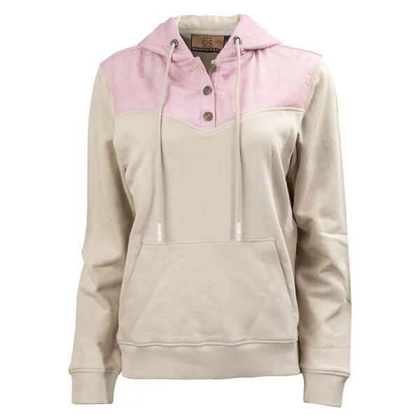 STS Ladies Whit Long Sleeve Hoodie - Cream/Light Pink