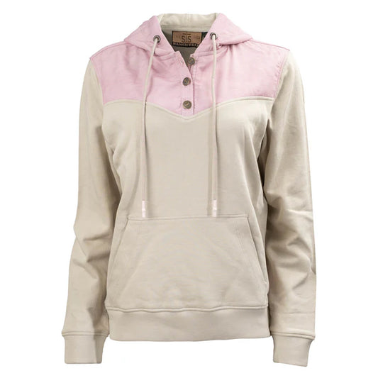 STS Ladies Whit Long Sleeve Hoodie - Cream/Light Pink