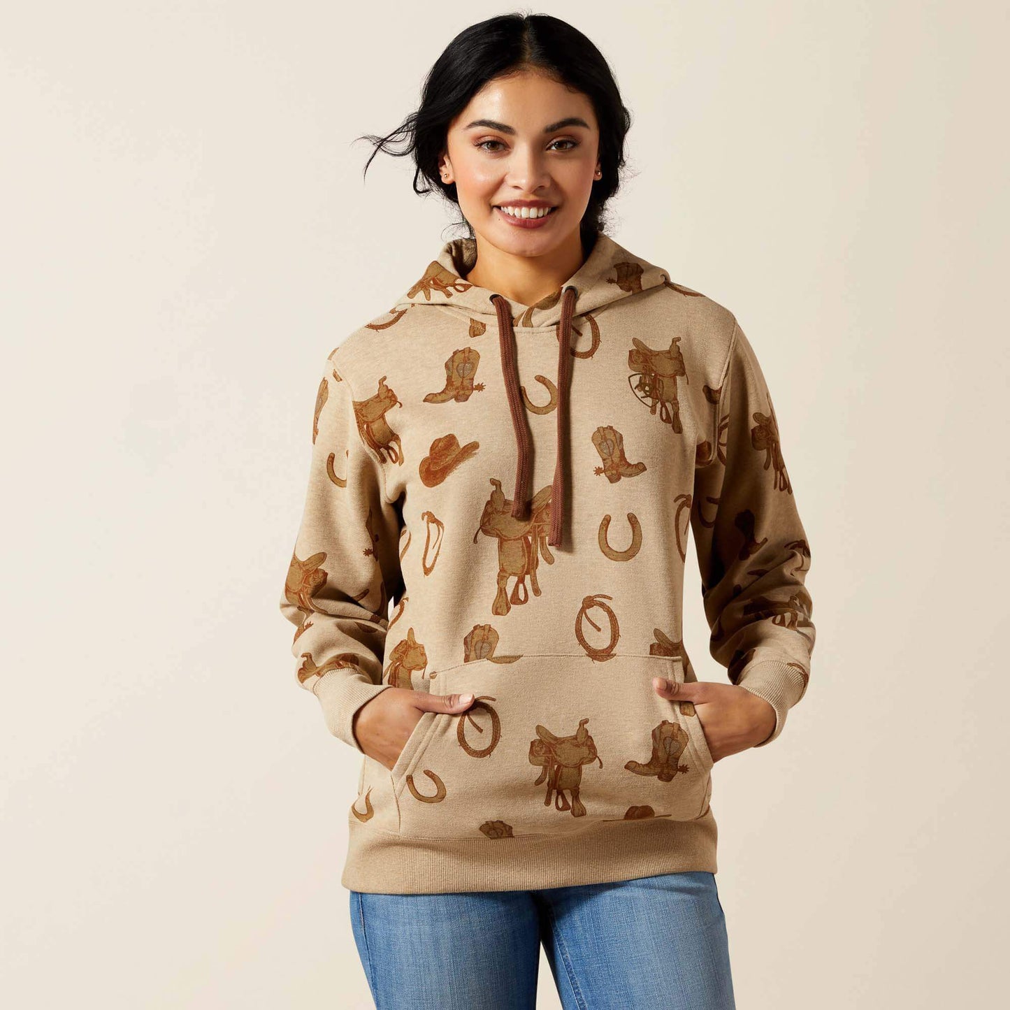 Ariat Women's Ariat Logo 2.0 Printed Hoodie - Savannah Tan Heath
