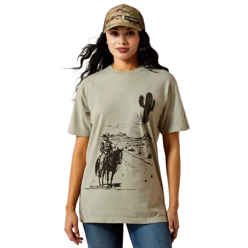 Ariat Women's Sketchy Cowboy Short Sleeve Tee Shirt - Sandstone