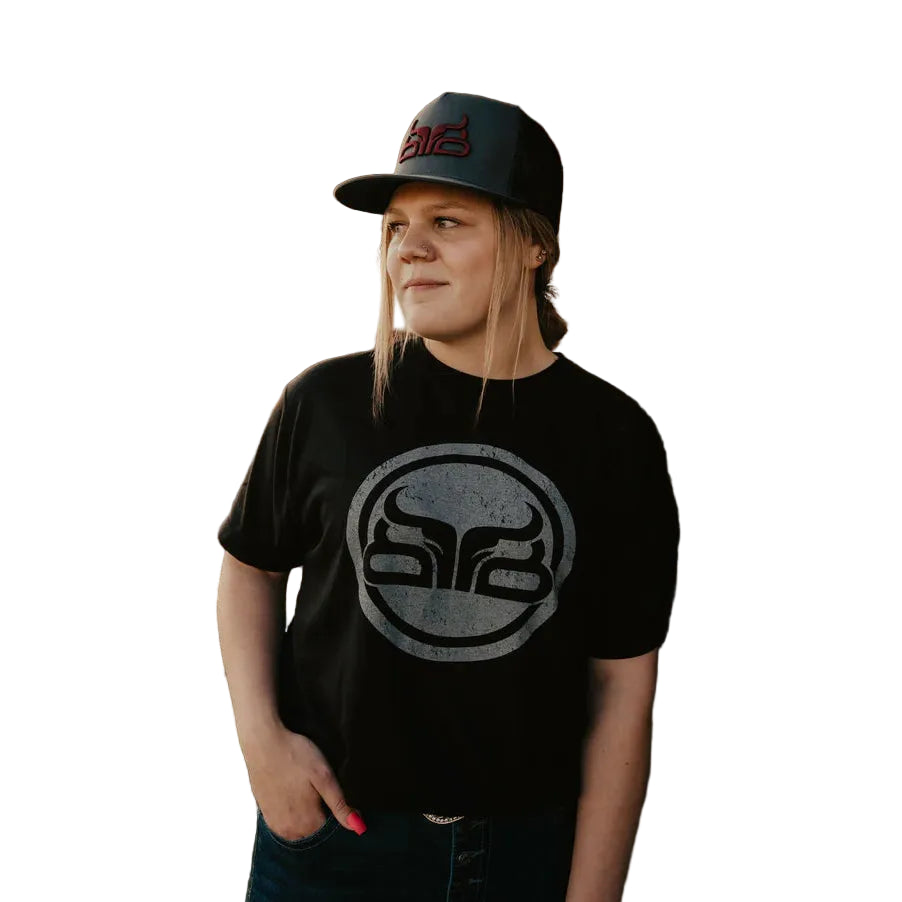 Baredown Unisex Brand Circle Graphic Short  Sleeve Tee Shirt - Black