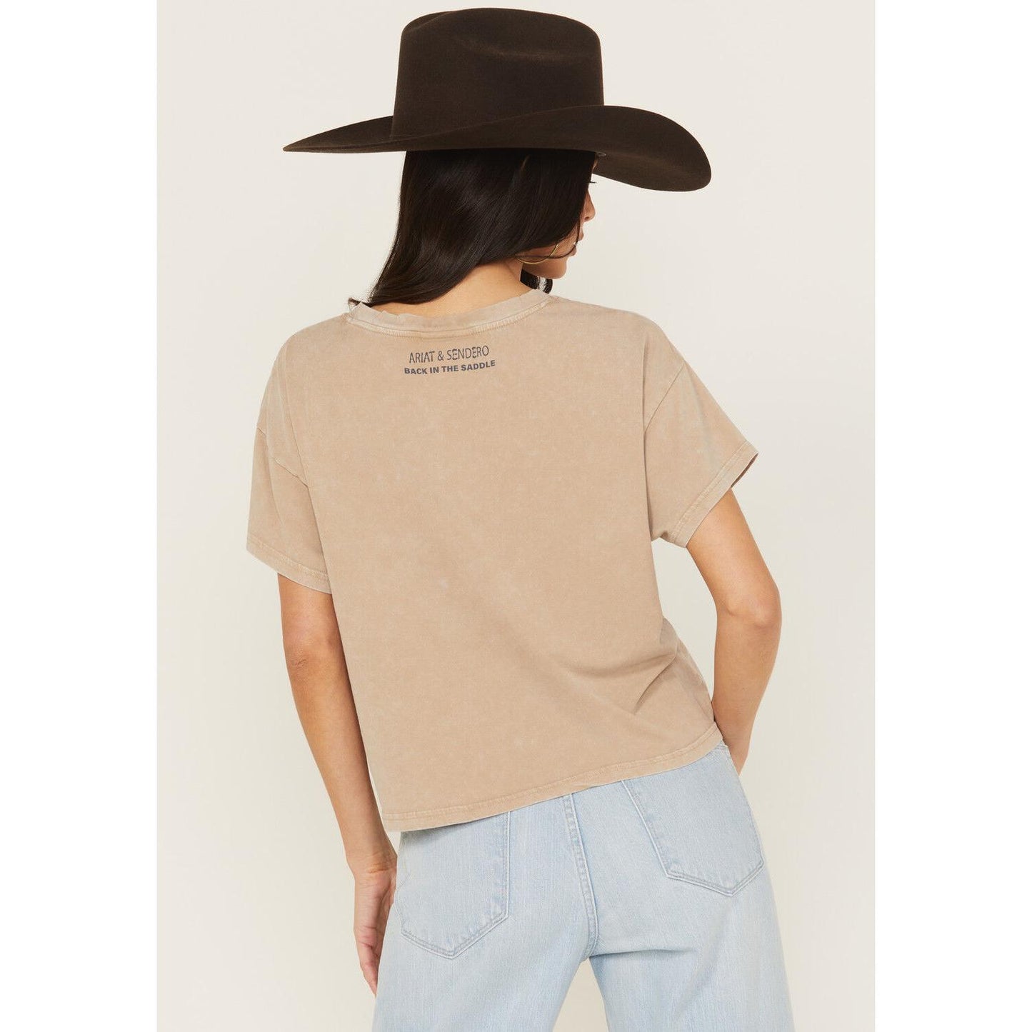 Ariat Women's Short Sleeve Sendero x Wild West Country Fest Tee Shirt- Tan Mineral Wash