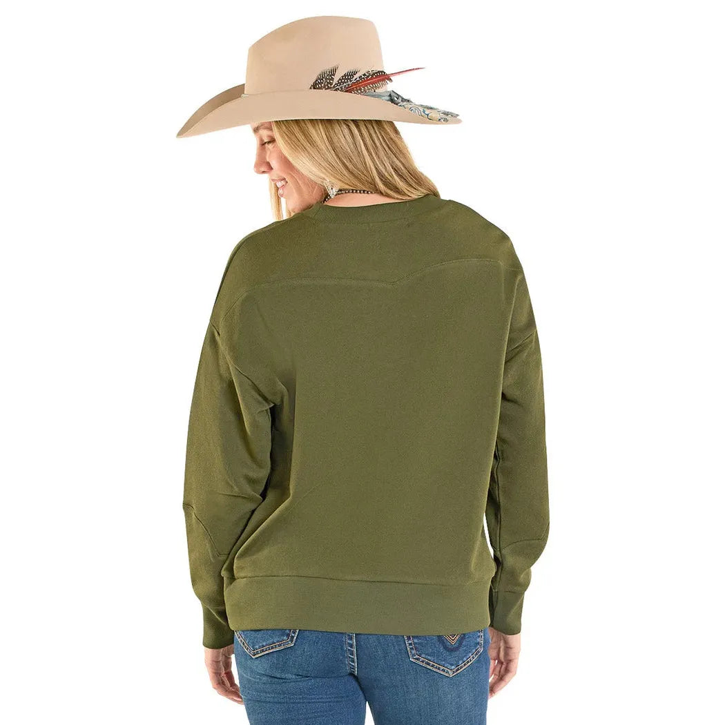 Panhandle Women's Embossed Boot Stitch Pullover Long Sleeve Sweater - Multiple Colours