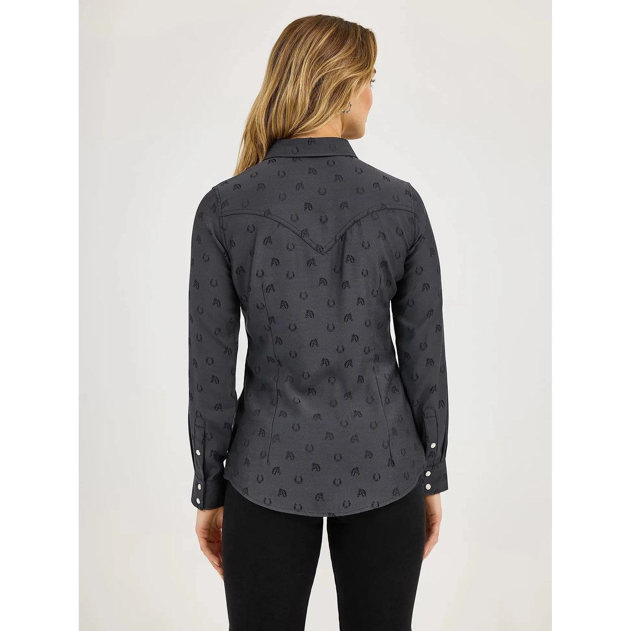 Wrangler Women's All Occasion Western Snap Shirt - Subtle Black Horses