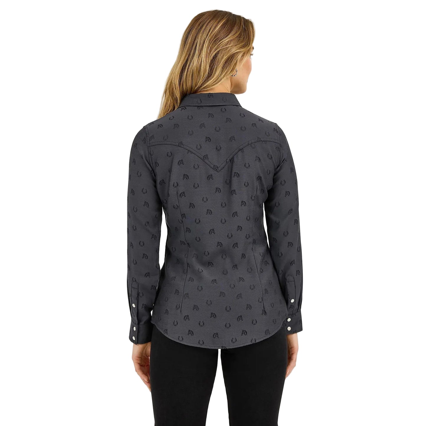 Wrangler Women's All Occasion Western Snap Shirt - Subtle Black Horses