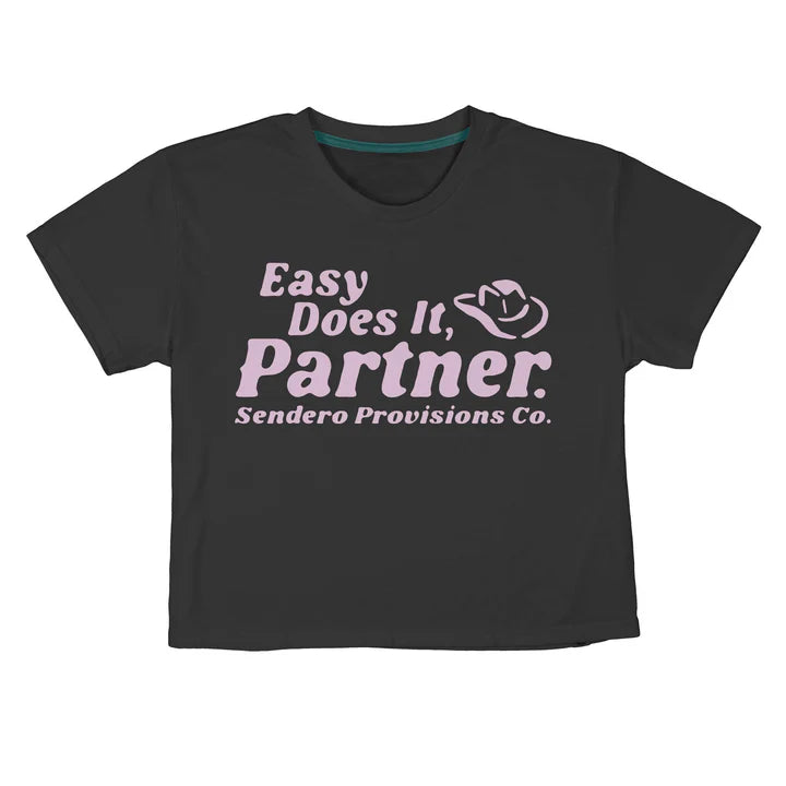 Sendero Women's Easy Does It Boxy Crop Tee Shirt - Vintage Black - Irvine Tack & Western Wear