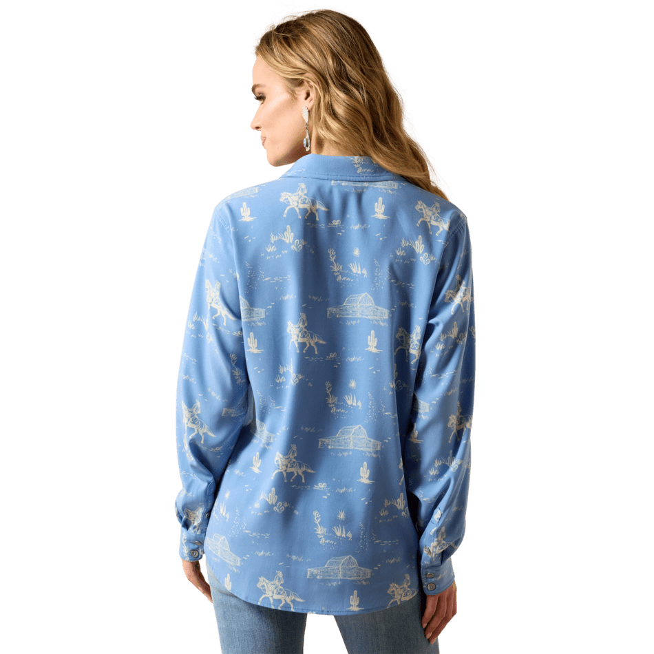 Ariat Women's Homestyle Long Sleeve Shirt - Ashleigh Blue Ranchscape