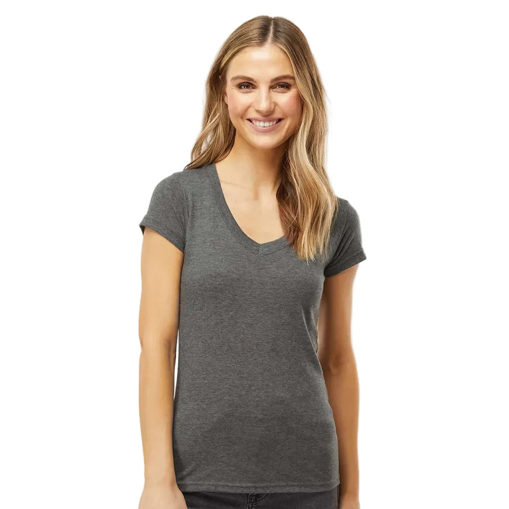 B8 Ranch Apparel Women's Short Sleeve V Neck Tee  - Charcoal