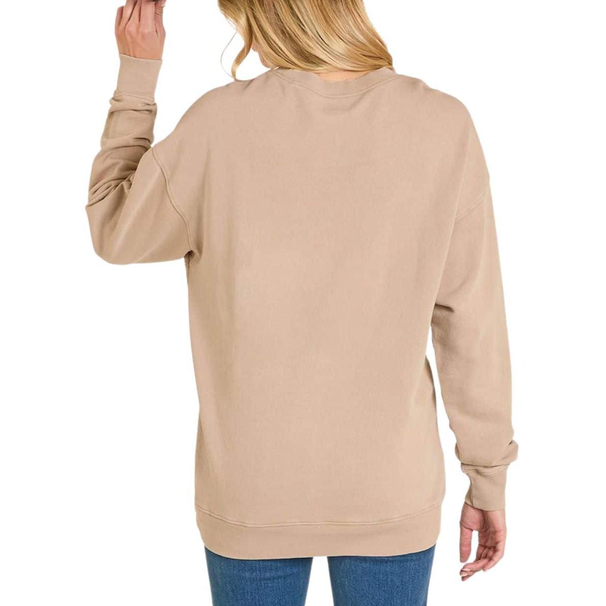Rock & Roll Women's Oversized Graphic Pullover Sweatshirt - Tan
