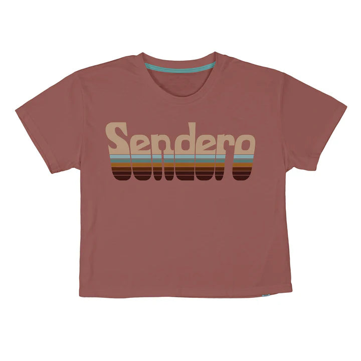 Sendero Women's Retro Logo Boxy Crop Tee Shirt - Dusty Mauve - Irvine Tack & Western Wear