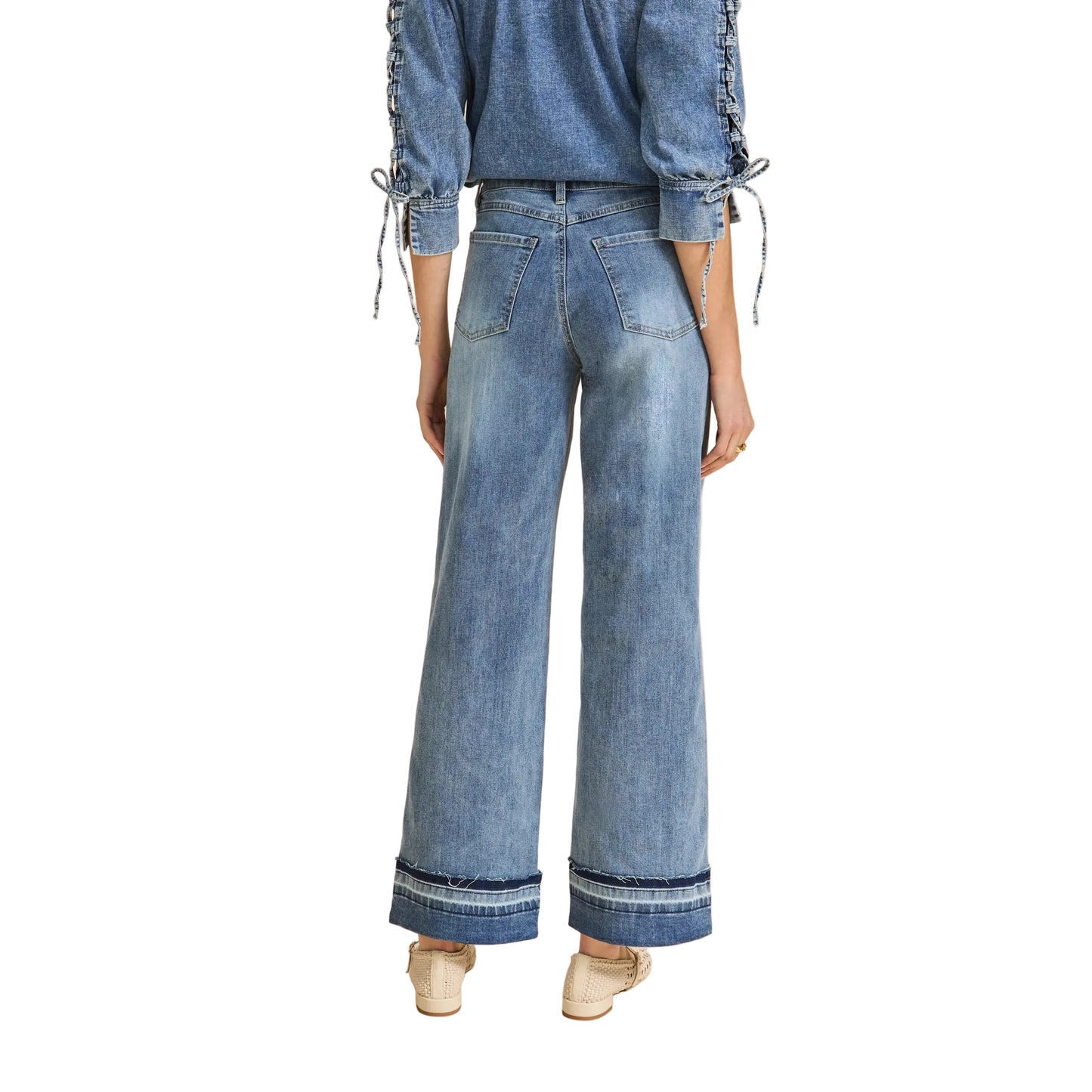 FDJ Women's Olivia Cuffed Wide Leg Denim - Light Wash - Irvine Tack & Western Wear