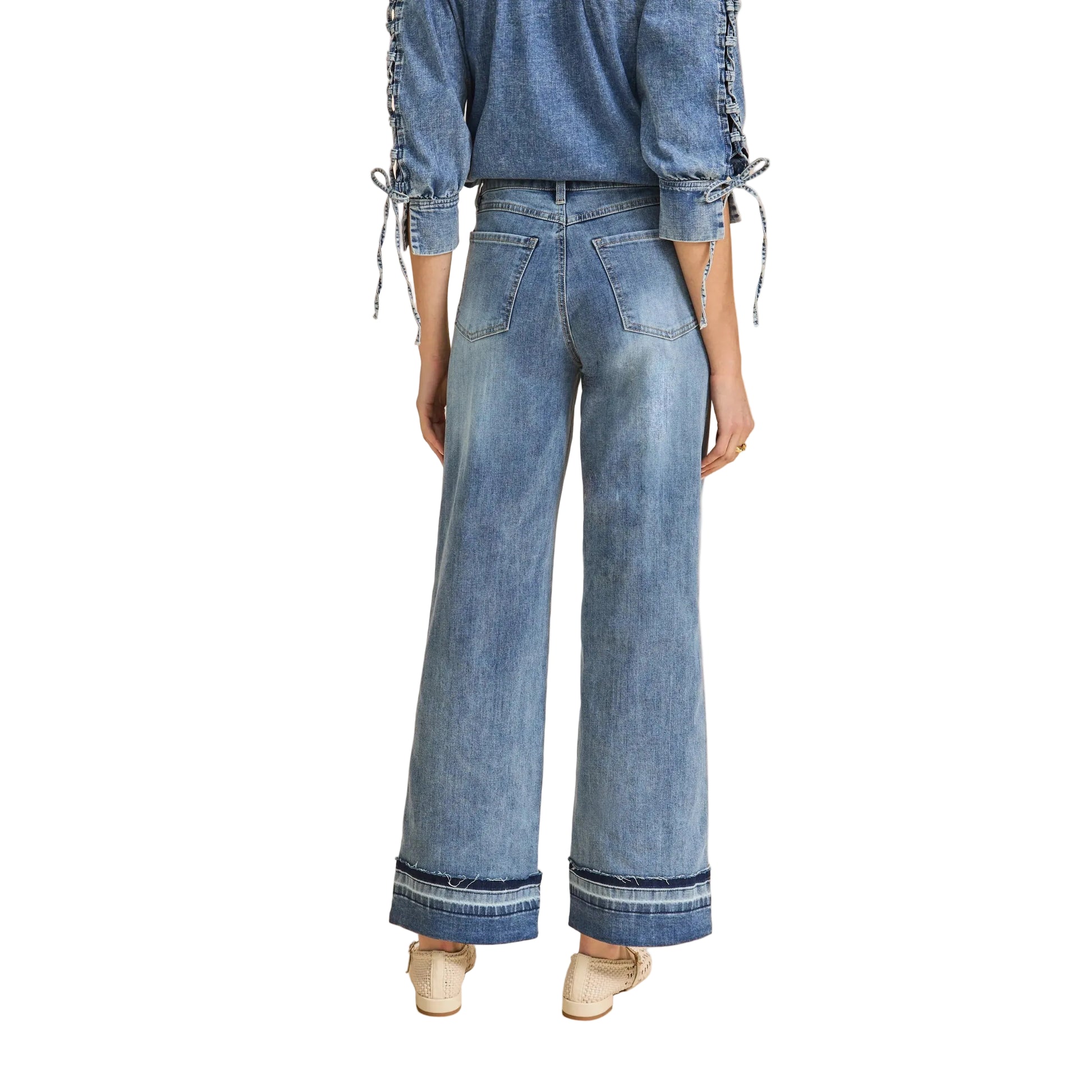 FDJ Women's Olivia Cuffed Wide Leg Denim - Light Wash - Irvine Tack & Western Wear