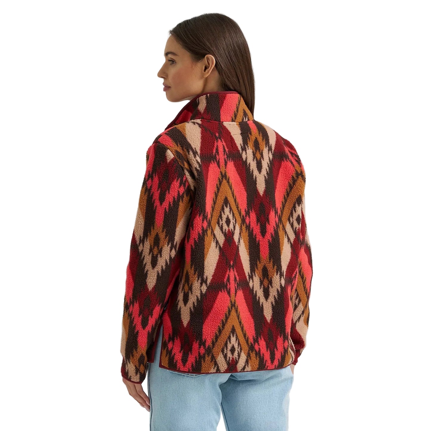 Wrangler Women's Retro Quarter Zip Long Sleeve Sherpa Pullover - Burgundy Flame