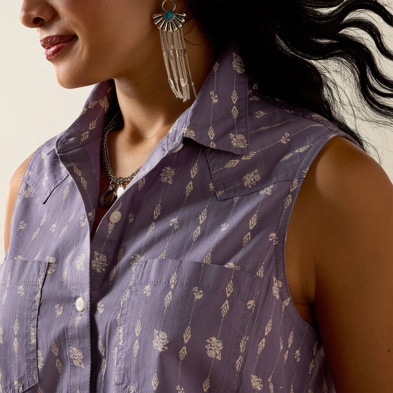 Ariat Women's Billie Jean Sleeveless Shirt - Blue Granite Dewdrop