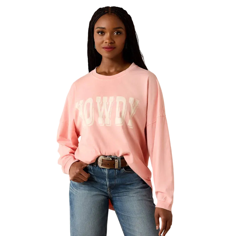 Ariat Women's Canvas Oversized Long Sleeve Tee Shirt - Peach Amber - Irvine Tack & Western Wear