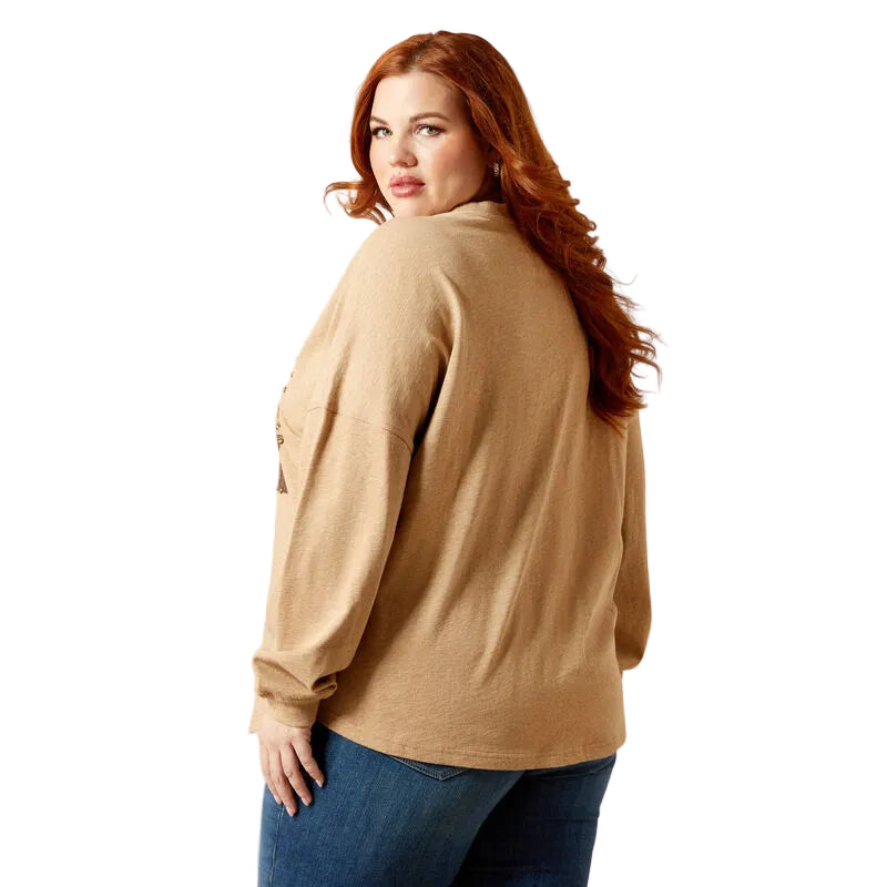 Ariat Women's Canvas Oversized Long Sleeve Tee Shirt - Dark Heather Oatmeal