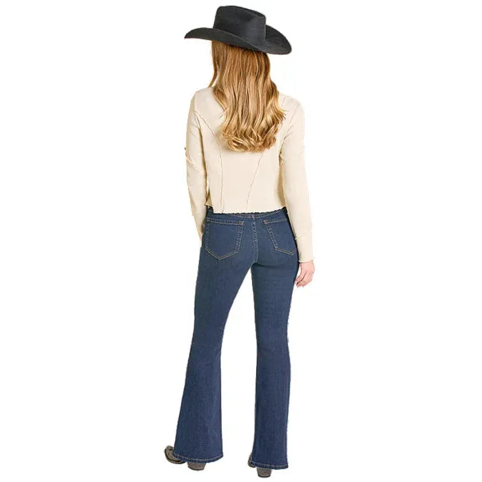 Rock & Roll Women's Pin Tuck Flare High Rise Jeans - Dark Vintage - Irvine Tack & Western Wear