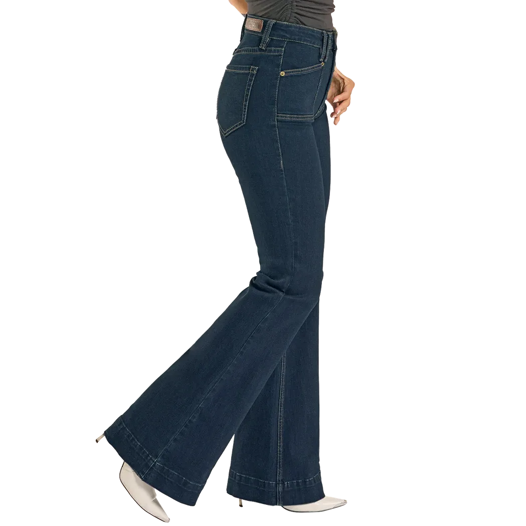 Rock & Roll Women's Carpenter Pocket High Rise Trouser Jeans - Dark Wash
