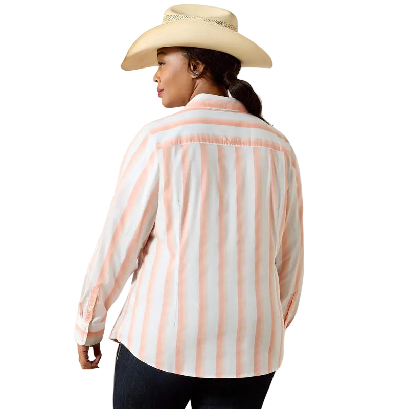 Ariat Women's Kirby Long Sleeve Stripe Shirt - Peach Amber - Irvine Tack & Western Wear