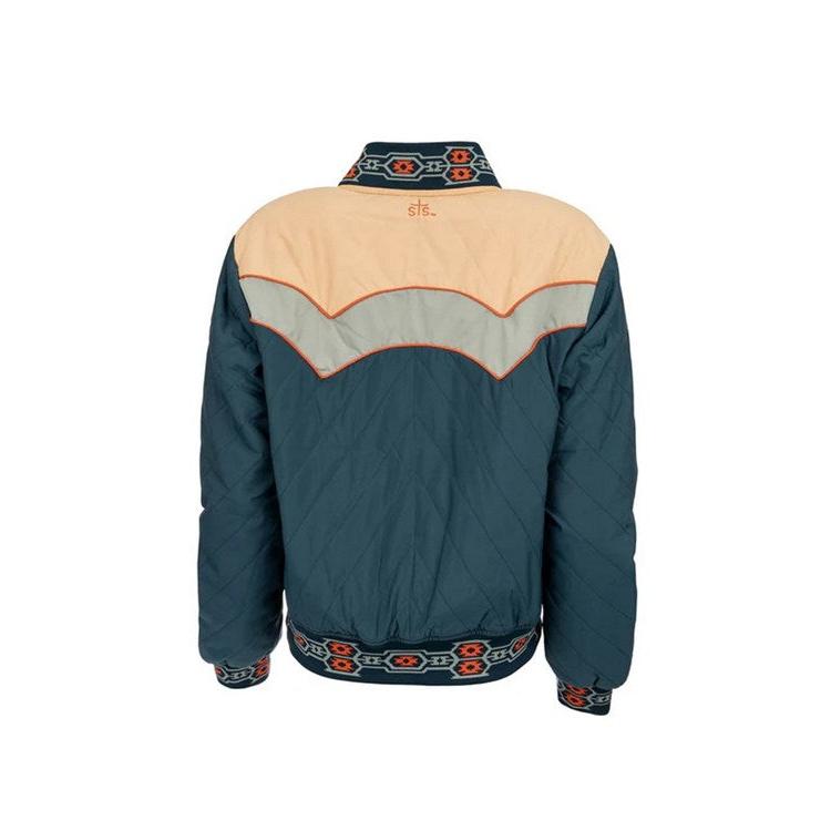STS Ladies Salinas Bomber Jacket - Blue/Tan/Pastel Green