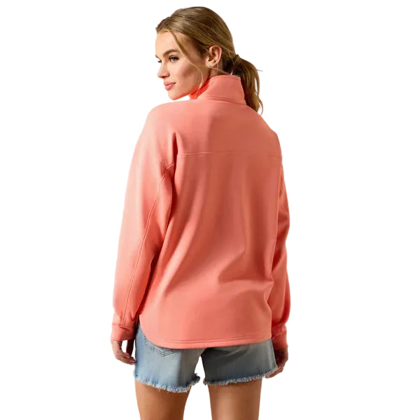 Ariat Women's Breeze Logo 1/2 Zip Long Sleeve Sweatshirt - Shell Pink