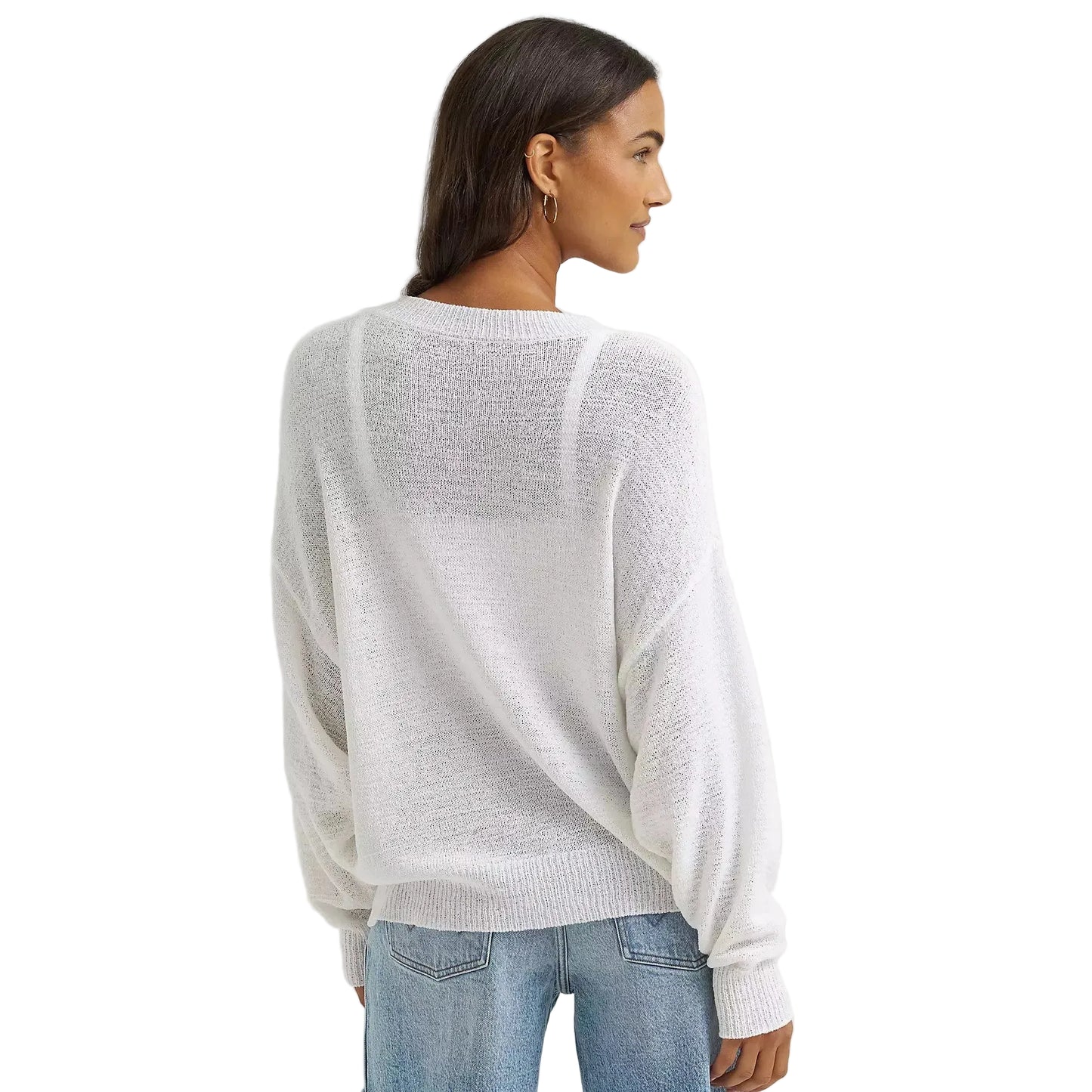 Wrangler Women's Gauzy Knit Long Sleeve Sweater - White