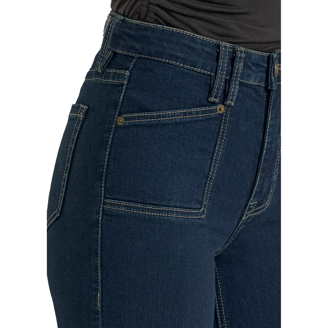 Rock & Roll Women's Carpenter Pocket High Rise Trouser Jeans - Dark Wash