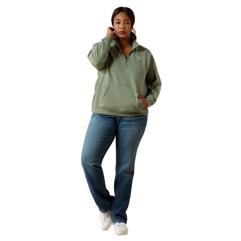 Ariat Women's Foundation Logo 1/2 Zip Long Sleeve Sweatshirt - Sea Spray - Irvine Tack & Western Wear