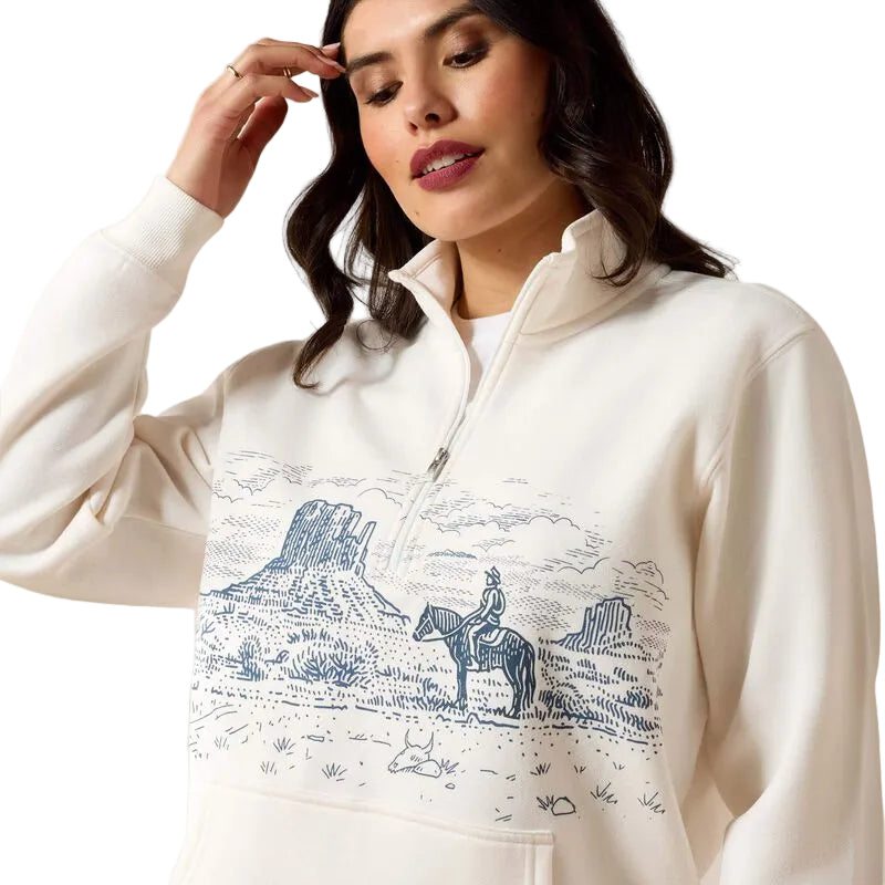 Ariat Women's Traveler 1/2 Zip Long Sleeve Sweatshirt - Sea Salt - Irvine Tack & Western Wear