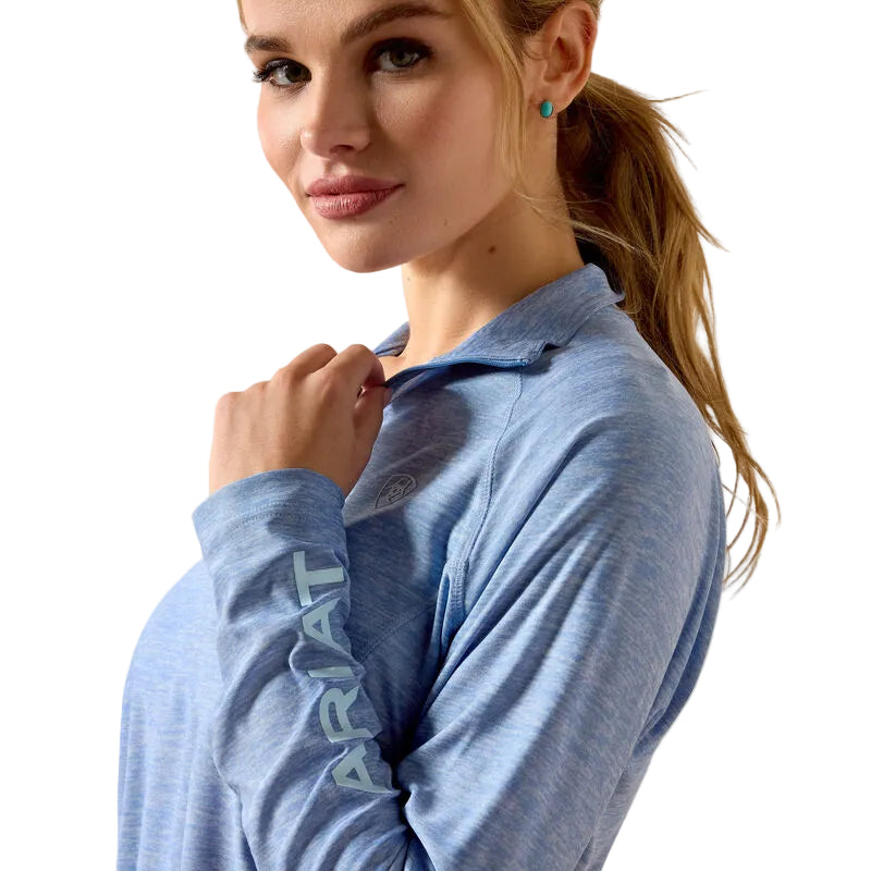 Ariat Women's Laguna 1/4 Zip Long Sleeve Top - Ashleigh Blue Heather