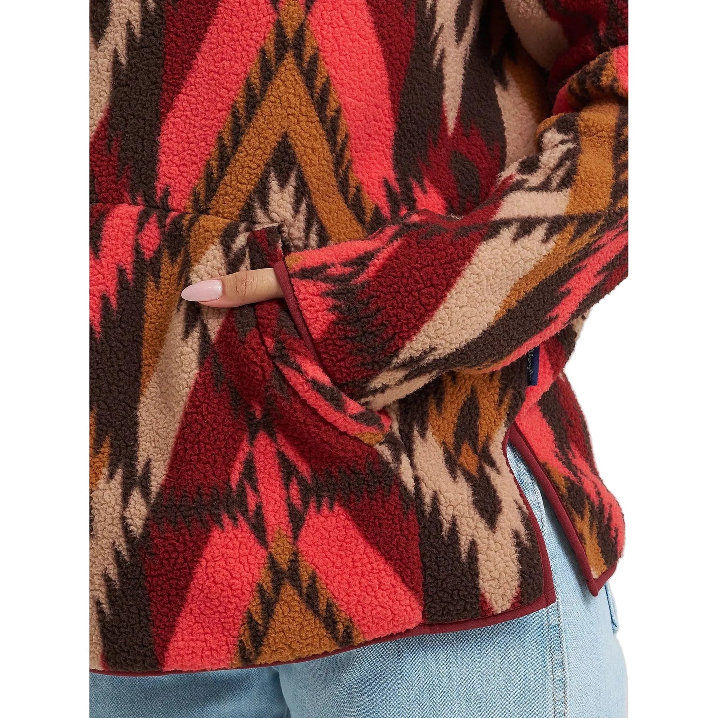 Wrangler Women's Retro Quarter Zip Long Sleeve Sherpa Pullover - Burgundy Flame